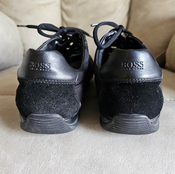 Hugo BOSS Black Suede Leather Logo classic retro sneakers size 42 - Picture 6 of 11